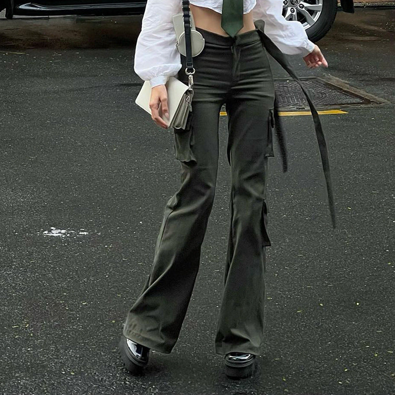 Tie Strap Straight Leg Cargo Pants - fairypeony