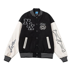skeleton bones Varsity Jacket, , women clothing, skeleton-bones-varsity-jacket, , fairypeony