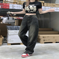 High Waist Baggy Boyfriend Jeans - fairypeony