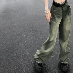 Vintage Wash Green 90s Boyfriend Jeans - fairypeony