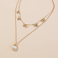 Freshwater Pearl Butterfly Multi-layer Necklace, , women clothing, freshwater-pearl-butterfly-multi-layer-necklace, , fairypeony