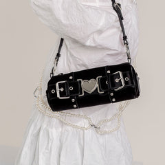 Y2K Heart Metal Chain Shoulder Bag - fairypeony