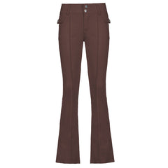 Low-waist Side Pockets Retro Trousers, , women clothing, low-waist-side-pockets-retro-trousers, , fairypeony