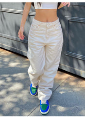 Basic Wash Straight Leg Boyfriend Jeans - fairypeony