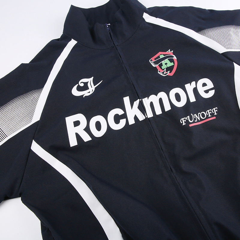 Contrast Logo Graphic Moto Jacket - fairypeony