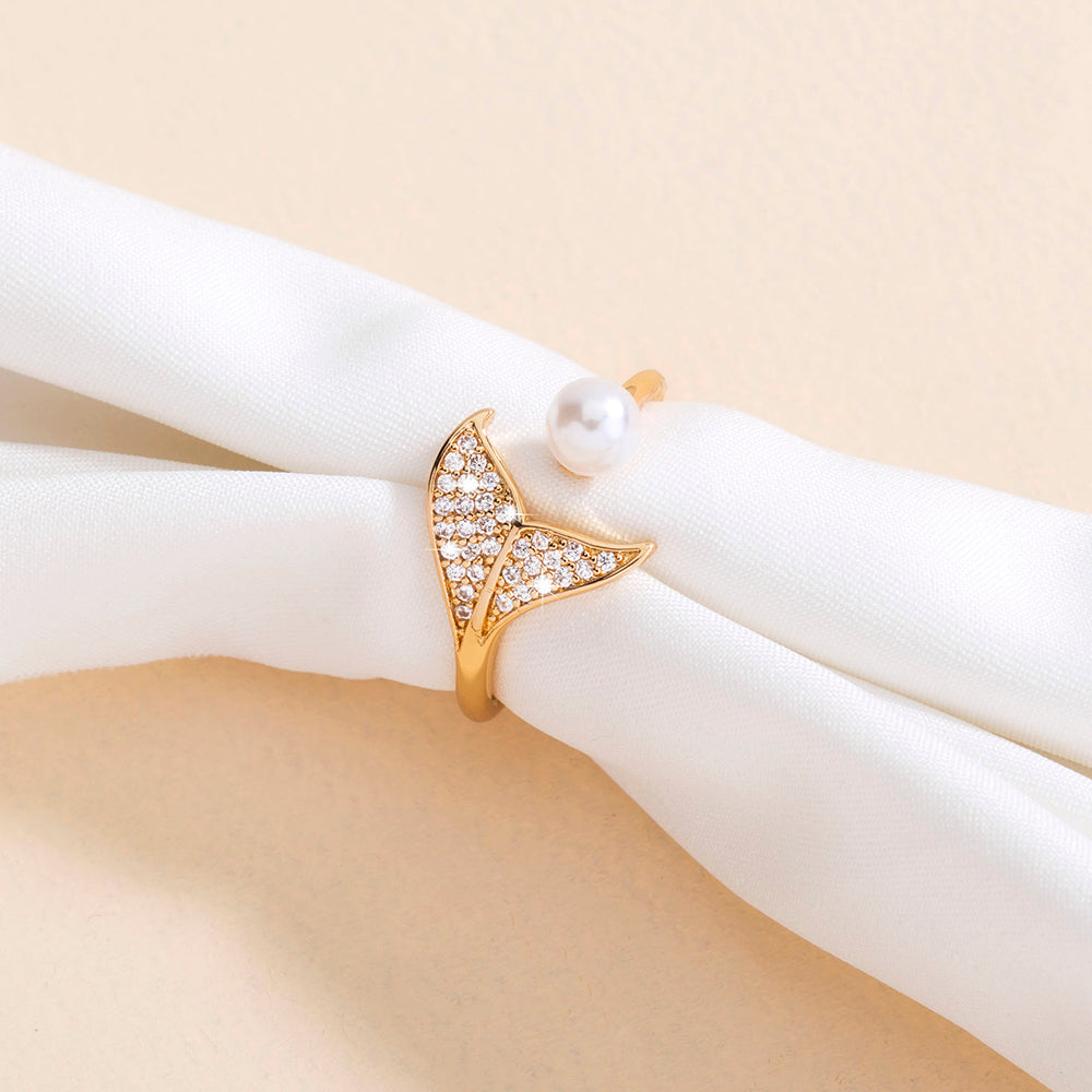 Pearl Tail Zircon Ring, , women clothing, pearl-tail-zircon-ring, , fairypeony