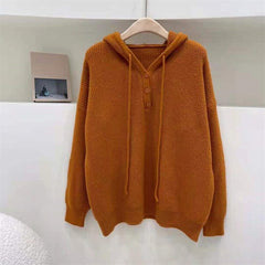 Simple Hooded Pullover Knit Sweater, , women clothing, simple-hooded-pullover-knit-sweater, , fairypeony