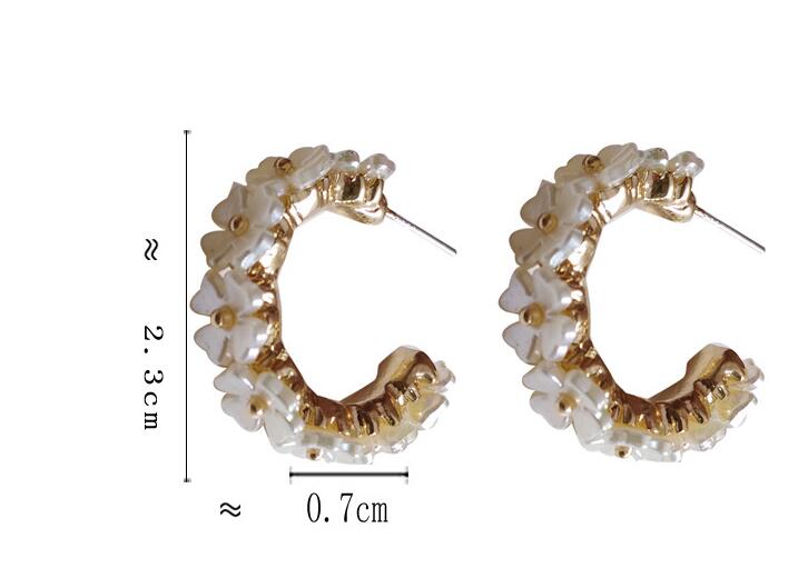 Flower White Earrings, , women clothing, flower-white-earrings, , fairypeony