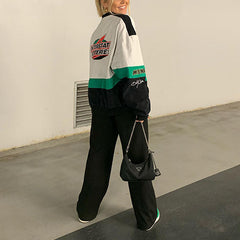 Logo Graphic Color Block Moto Jacket, , women clothing, logo-graphic-color-block-moto-jacket-1, , fairypeony