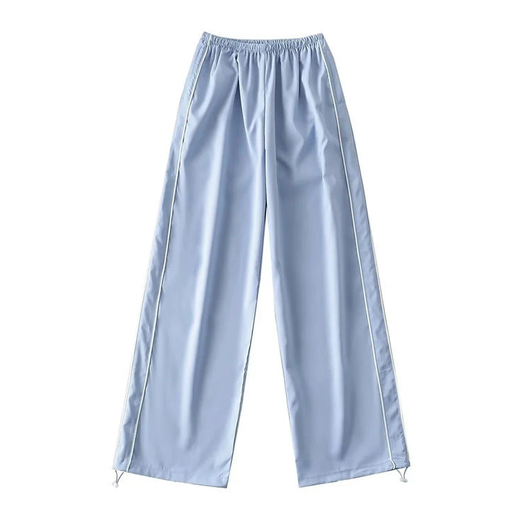 Piping Detail Wide Leg Track Pants - fairypeony