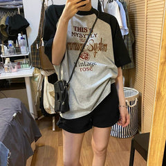 Vintage Rose Raglan Sleeve Short Sleeve Tee - fairypeony