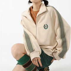 Side Stripe Biker Jacket - fairypeony