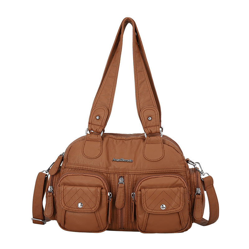Solid Color Cargo Messenger Bag - fairypeony