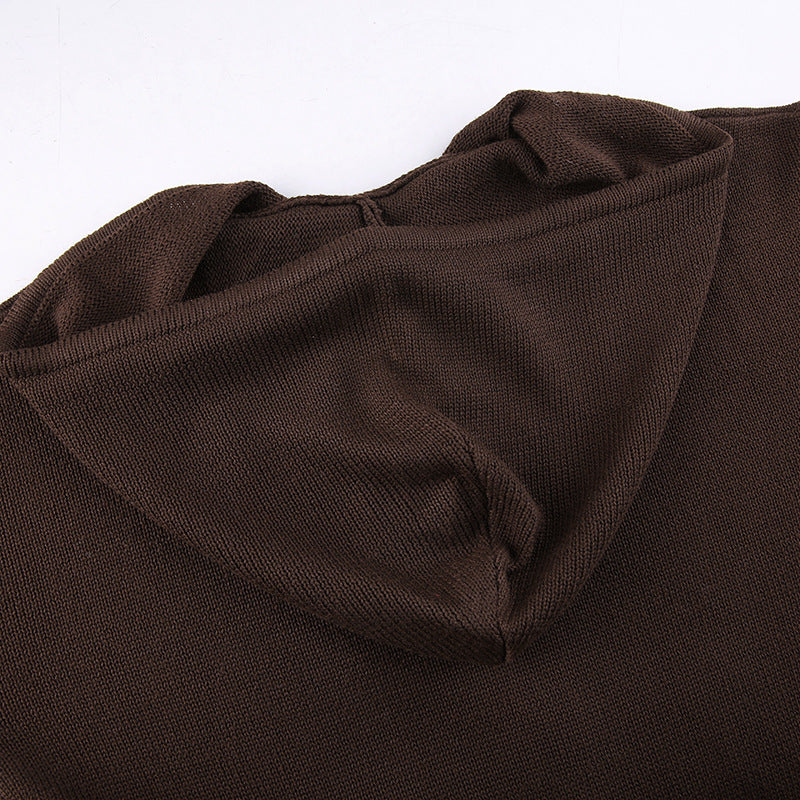 Slim Zipper Casual Hooded Sweater, , women clothing, slim-zipper-casual-hooded-sweater, , fairypeony