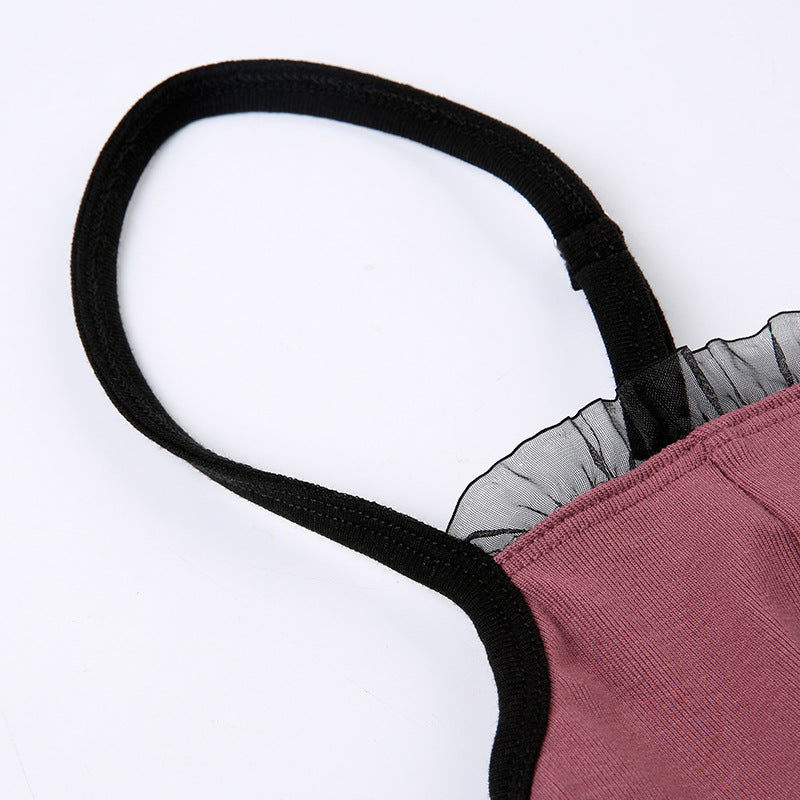 Vintage Lace Letter Print Tank Top - fairypeony