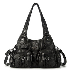 Solid Color Cargo Messenger Bag - fairypeony