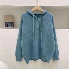 Simple Hooded Pullover Knit Sweater, , women clothing, simple-hooded-pullover-knit-sweater, , fairypeony