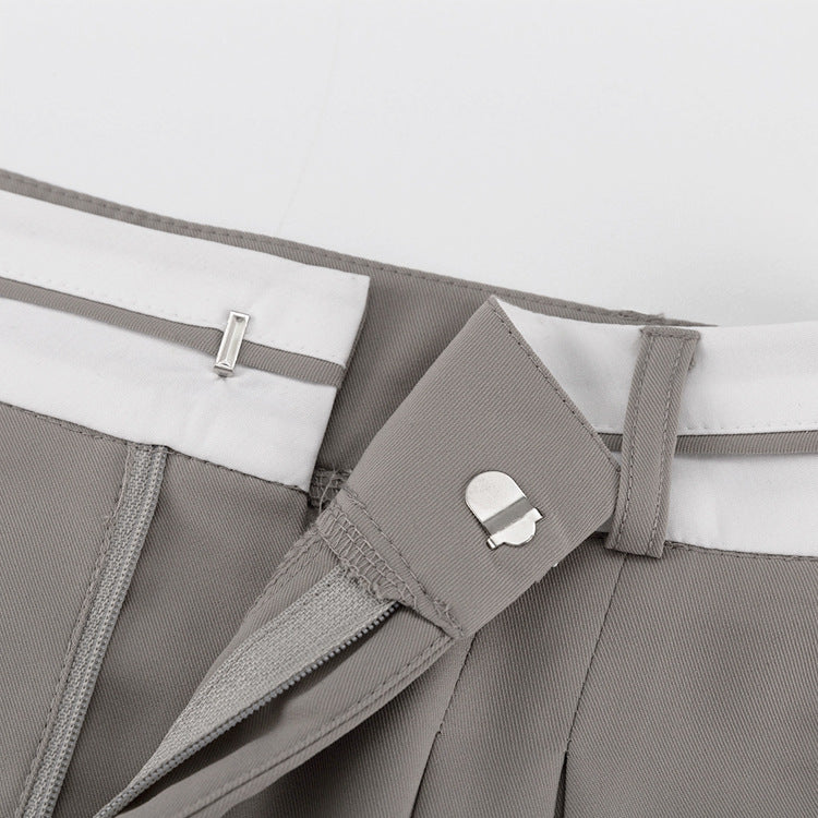 Patchwork Waist Baggy Pleated Tailored Pants - fairypeony