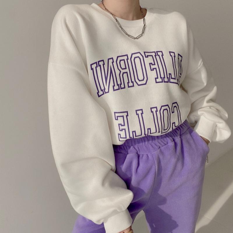 Crew Neck Letters Graphic Sweatshirt, , women clothing, crew-neck-letters-graphic-sweatshirt, , fairypeony