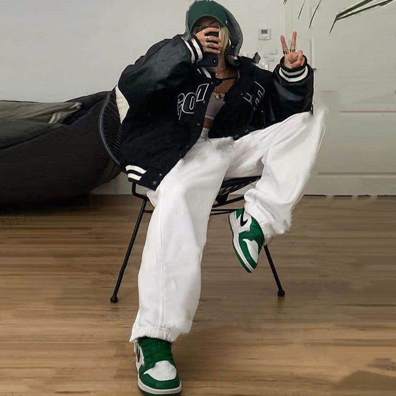 Street Hooded Varsity Jacket, , women clothing, street-hooded-varsity-jacket, black, fairypeony