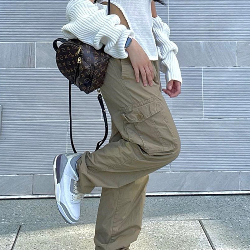 Straight Leg Vintage Y2K Cargo Jeans, , women clothing, straight-leg-vintage-y2k-cargo-jeans, , fairypeony