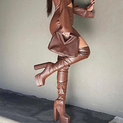 Platform Banquet Over Knee Boots, , women clothing, platform-banquet-over-knee-boots, , fairypeony