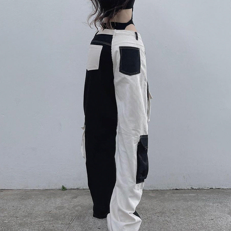 Patchwork Corduroy 90s Cargo Pants - fairypeony