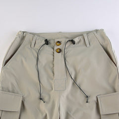 Ruched Pocket Detail Parachute Cargo Pants - fairypeony