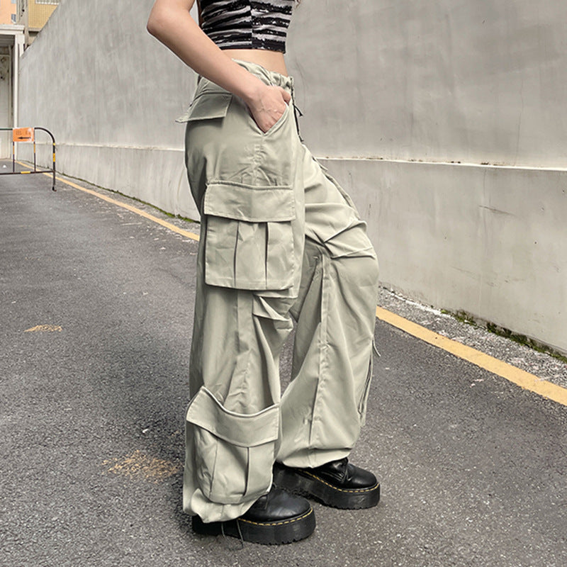 Ruched Pocket Detail Parachute Cargo Pants - fairypeony