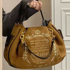 Embroidered Large Canvas Fairycore Crossbody Bag - fairypeony