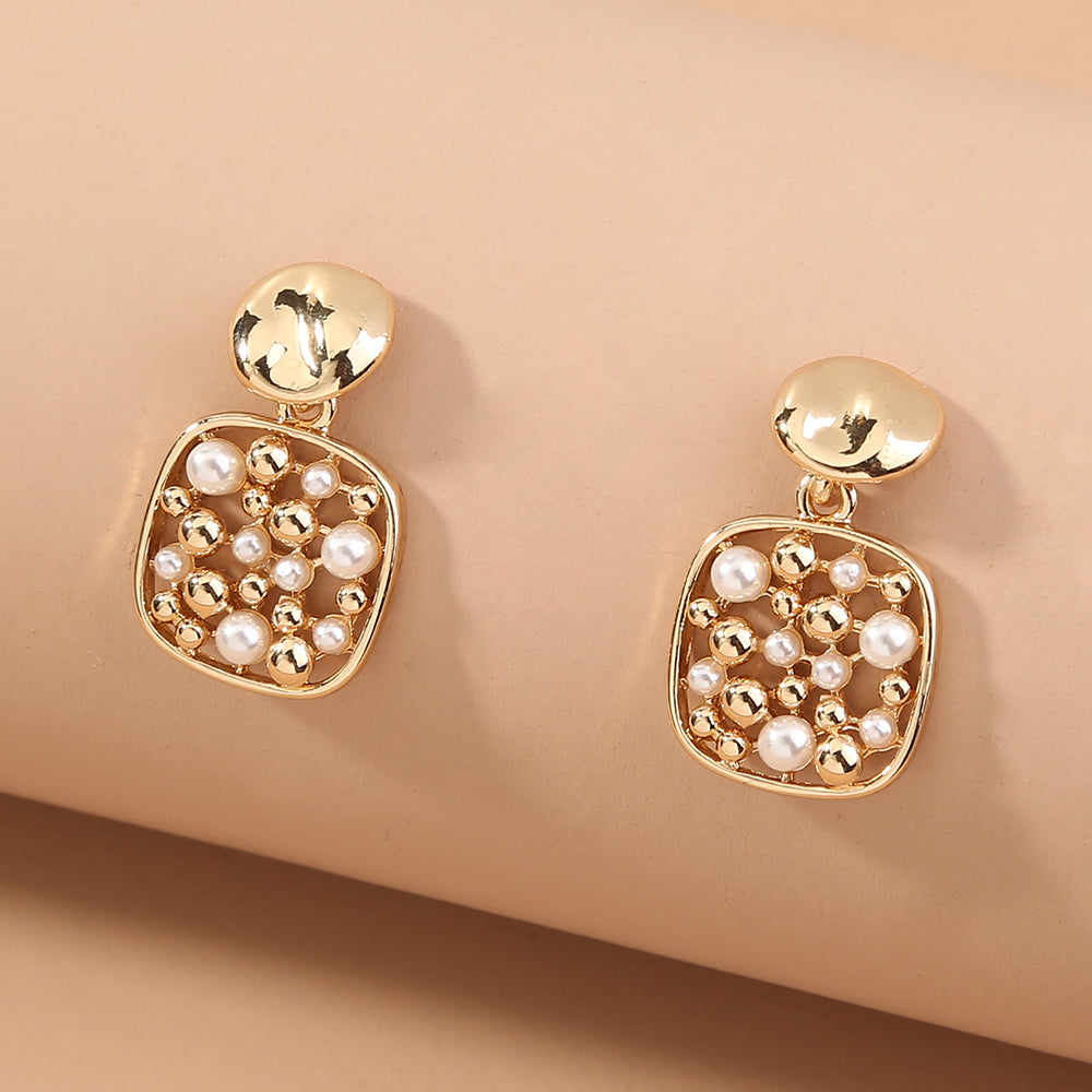 Square Cut-out Pearl Earring Accessories, , women clothing, square-cut-out-pearl-earring-accessories, , fairypeony