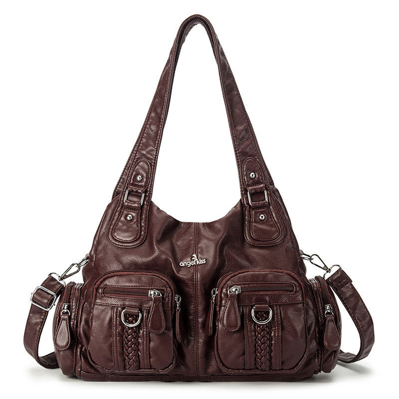 Solid Color Cargo Messenger Bag - fairypeony