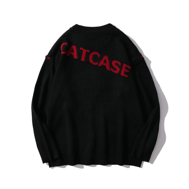 Heart Catcase Embroidered Sweater, , women clothing, heart-catcase-embroidered-sweater, black, L, M, white, XL, fairypeony