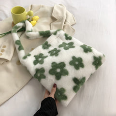 Contrast Plush Large Capacity Shoulder Bag, , women clothing, contrast-plush-large-capacity-shoulder-bag, , fairypeony