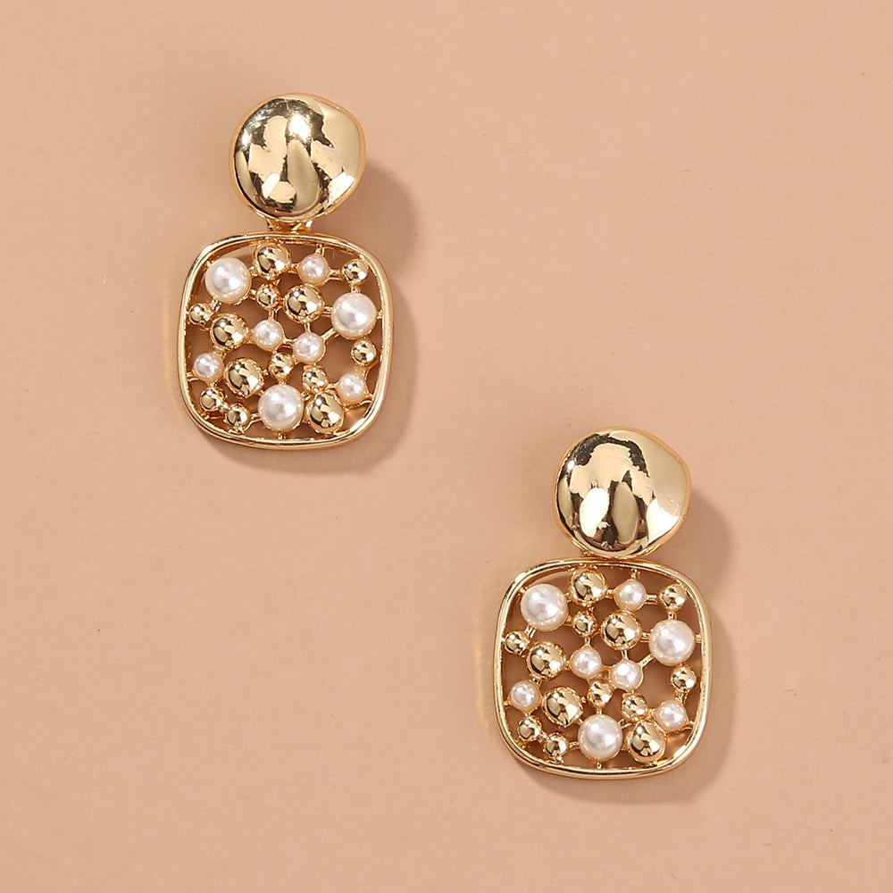 Square Cut-out Pearl Earring Accessories, , women clothing, square-cut-out-pearl-earring-accessories, , fairypeony