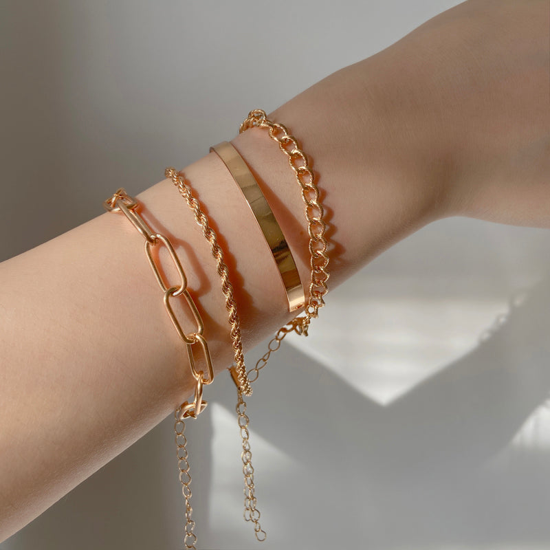 Four-Piece Alloy Bracelet Bracelet, , women clothing, four-piece-alloy-bracelet-bracelet, , fairypeony