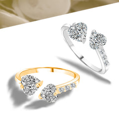 Heart Zircon Brass Ring, , women clothing, heart-zircon-brass-ring, , fairypeony