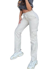 Washed Straight Leg Cargo Jeans, , women clothing, washed-straight-leg-cargo-jeans, , fairypeony