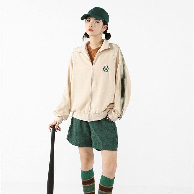 Side Stripe Biker Jacket - fairypeony