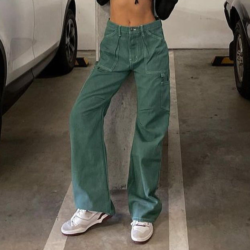 Street Trend Cool Washed Straight Jeans, , women clothing, street-trend-cool-washed-straight-jeans, , fairypeony