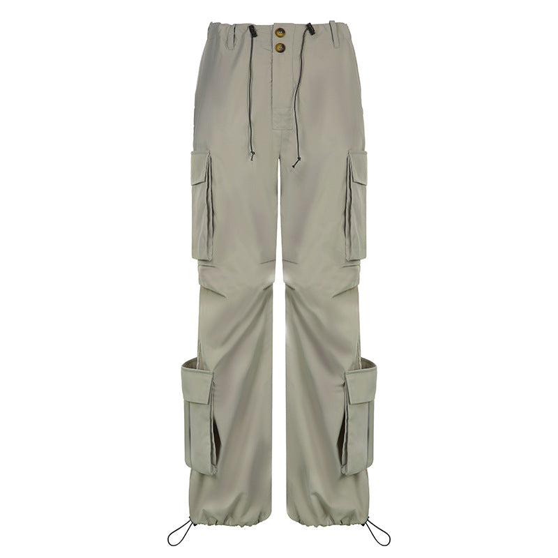Ruched Pocket Detail Parachute Cargo Pants - fairypeony