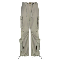 Ruched Pocket Detail Parachute Cargo Pants - fairypeony