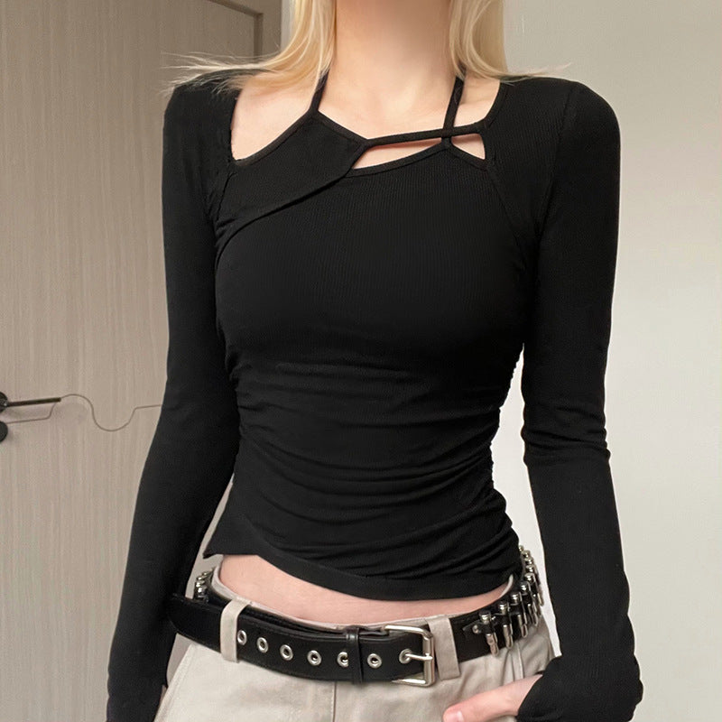 Patchwork Long Sleeve Crop Top - fairypeony
