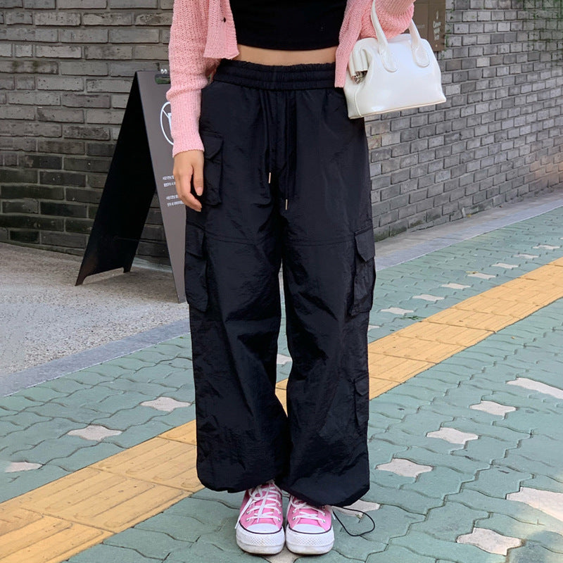 Function Pocket Drawstring Baggy Cargo Pants - fairypeony
