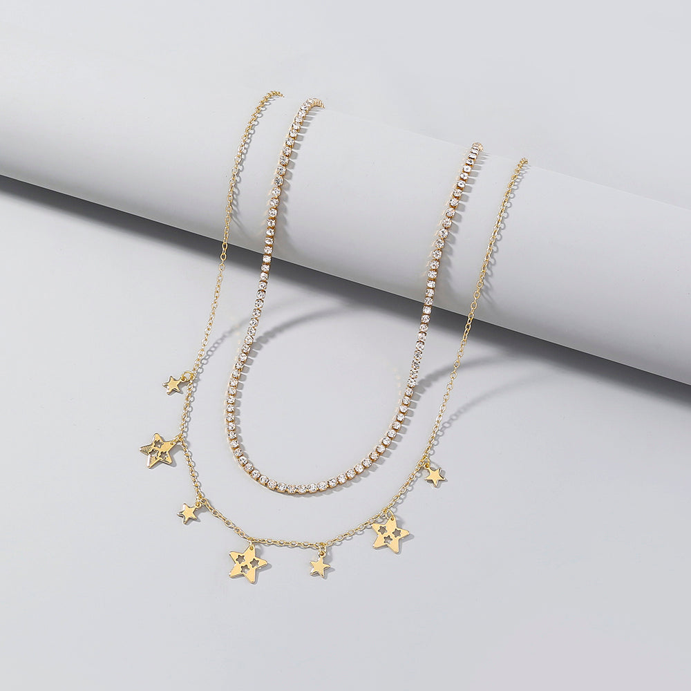Stars White Diamonds Multiple Necklaces, , women clothing, stars-white-diamonds-multiple-necklaces, , fairypeony