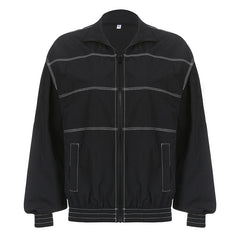 Stitch Detail Nylon Zip Up Jacket, , women clothing, stitch-detail-nylon-zip-up-jacket, , fairypeony