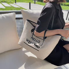 Canvas Fashion Printed Letters Large Capacity Shoulder Bag, , women clothing, canvas-fashion-printed-letters-large-capacity-shoulder-bag, , fairypeony