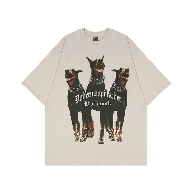 Doberman Dogs Street T-shirt, , women clothing, doberman-dogs-street-t-shirt, apricot, grey, L, M, XL, XXL, fairypeony