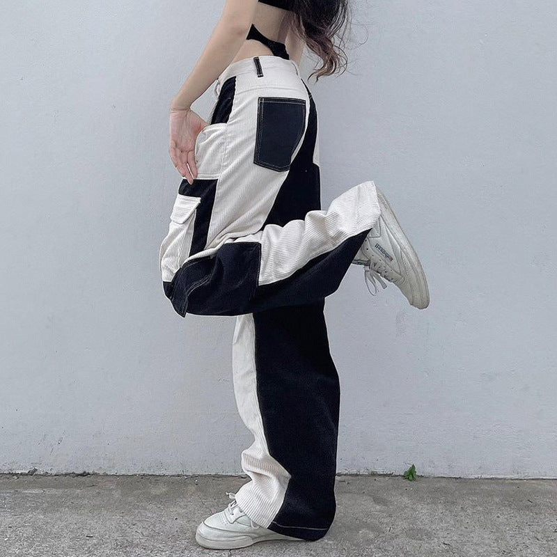 Patchwork Corduroy 90s Cargo Pants - fairypeony