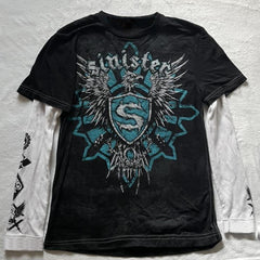 Punk Patchwork Long Sleeve Graphic Tee - fairypeony
